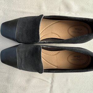 Clarks very comfortable black suede pumps size 9